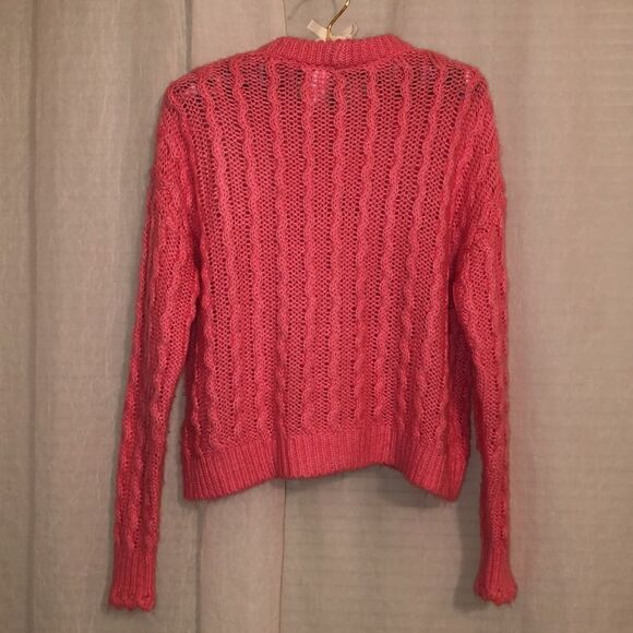 H&M Divided XS Cable Knit Pink Crewneck Pullover Sweater - Picture 2 of 11